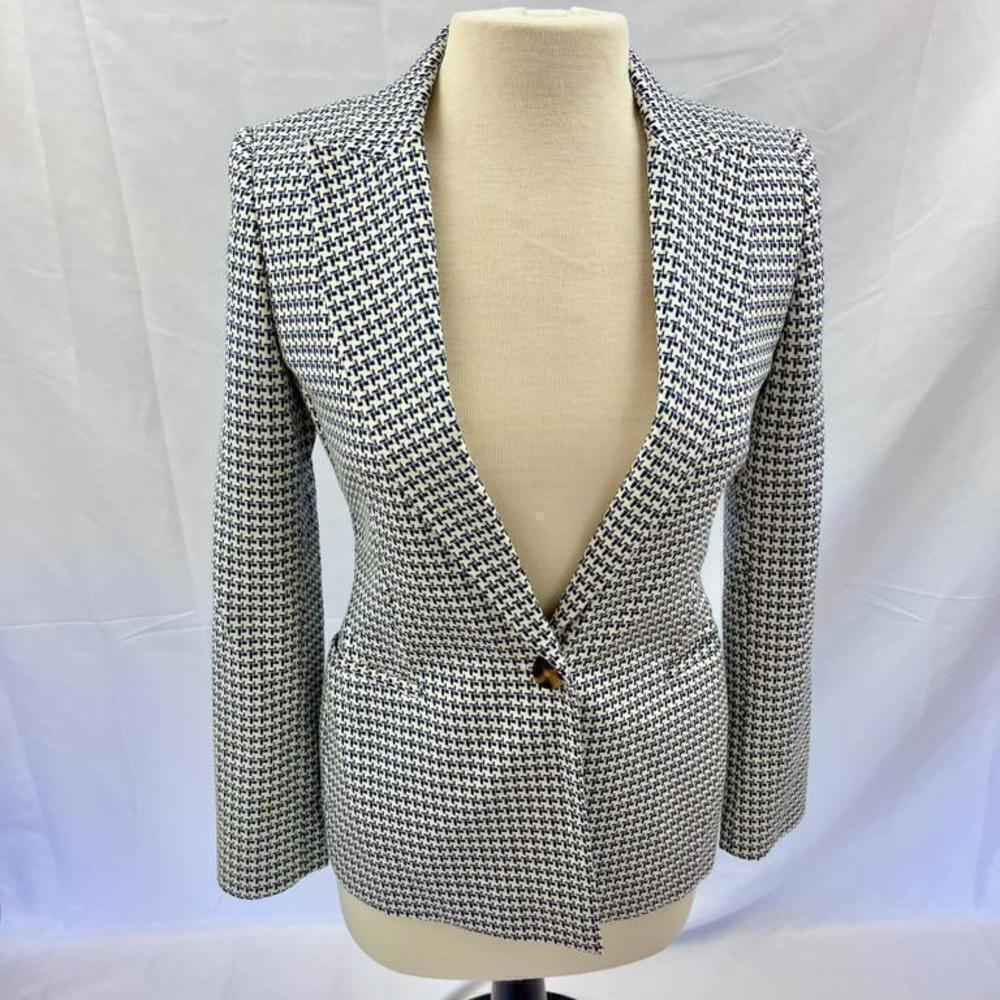 Reiss Black and White Houndstooth Blazer